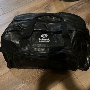 Black leather gym bag